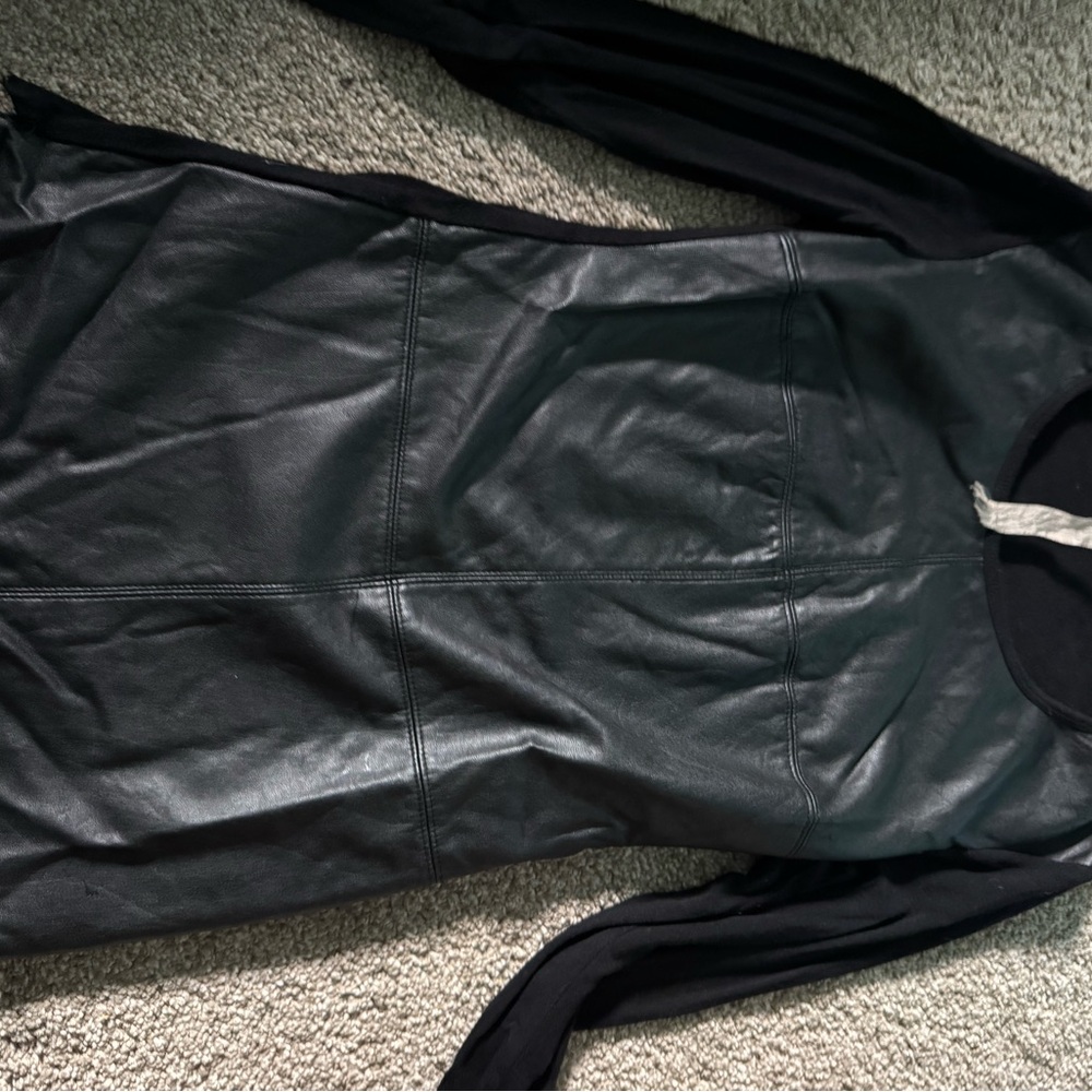 Black Faux Leather Long Sleeve Dress